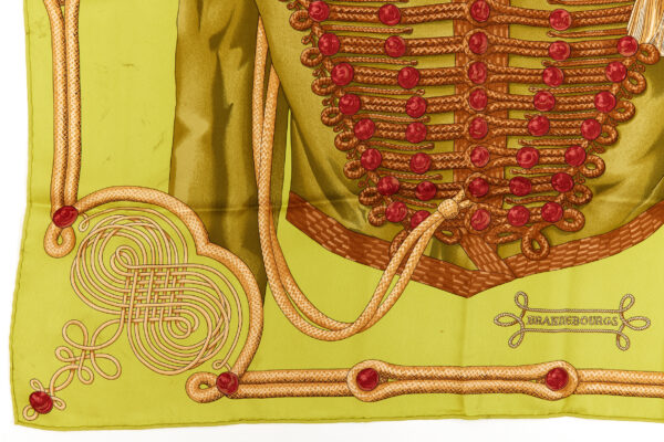 Hermes Silk Scarf Carre 70 "Brandebourgs" Green Silk Scarf - Image 5
