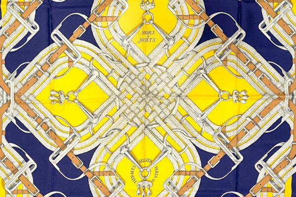 Mint! Hermes Scarf 90 "Mors a Jouets" Navy 100% Silk Scarf 35" - Image 4