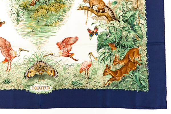 Hermes Silk Scarf Carre 90 "Equateur" Blue Silk Scarf - Image 6