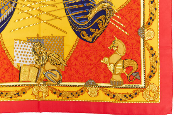 Hermes Silk Scarf Carre 90 "Les Bissone de Venise" Blue Silk Scarf - Image 6