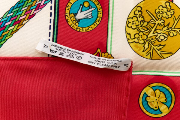 Hermes Silk Scarf Carre 90 "Petite Main" Red Silk Scarf - Image 8