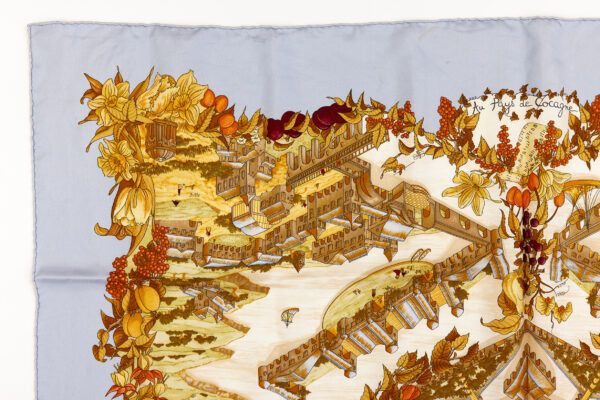 Hermes Silk Scarf Carre 90 "AU PAYS DE COCAGNE" Blue Silk Scarf - Image 2