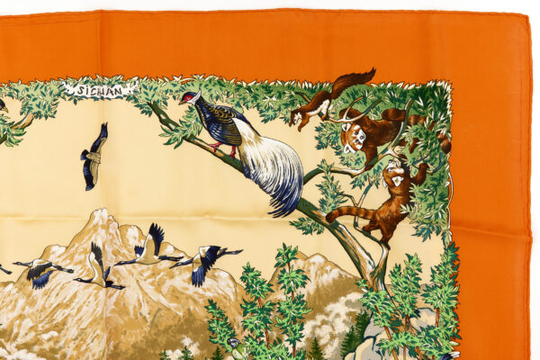 Hermes Silk Scarf Carre 90 "SICHUAN" Orange Silk Scarf - Image 3