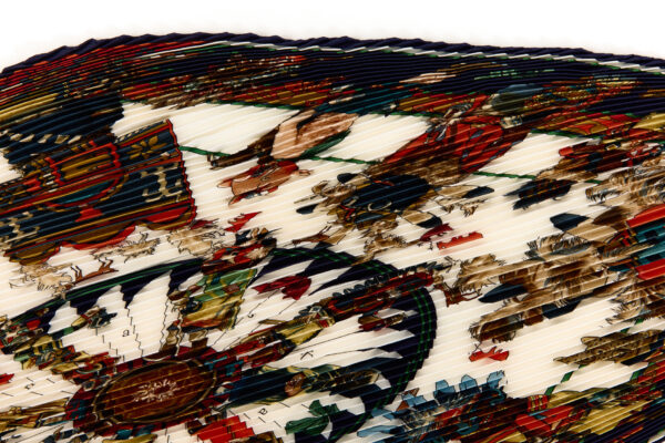 Hermes Silk Scarf Carre 90 "Kachinas" Blue Silk Pleats Scarf with Box - Image 2