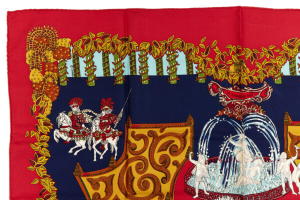 Hermes Silk Scarf Carre 90 "LE PARADIS DU ROY" Red Silk Scarf - Image 2