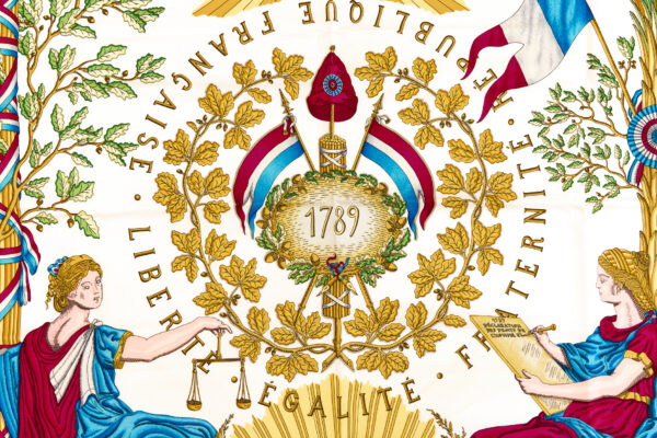 Hermes Silk Scarf Carre 90 "LIBERTE EGALITE FRATERNITE REPUBLIQUE FRANCAISE" Pink Silk Scarf - Image 4