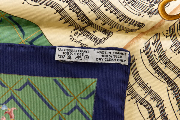 Bad! Hermes Silk Scarf Carre 90 "Wolfgang Amadeus Mozart" Green Silk Scarf - Image 8