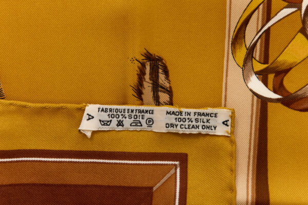Hermes Silk Scarf Carre 90 "Couvertures et Tenues de Jour" Yellow Silk Scarf - Image 8