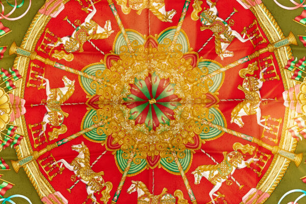 Hermes Scarf Carre 90 "LUNA PARK" Red Silk Scarf - Image 4