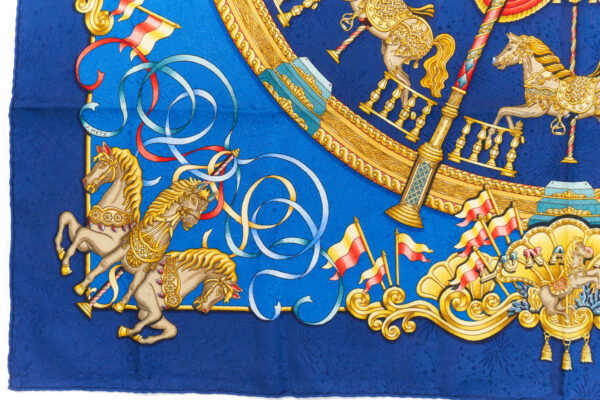 Hermes Scarf 90 "Luna Park" Blue 100% Silk Scarf 35" - Image 5