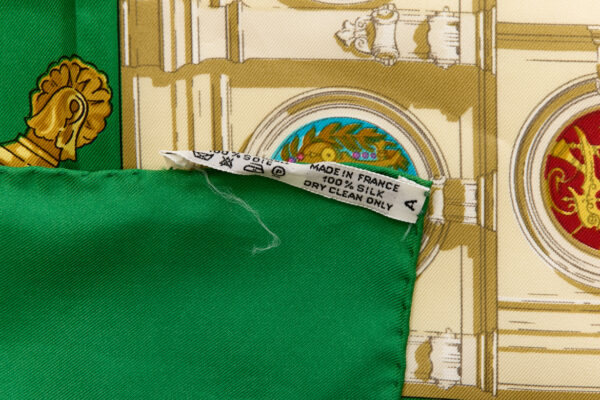 Hermes Silk Scarf Carre 90 "HOMMAGE A CHARLES GARNIER" Green Silk Scarf - Image 8
