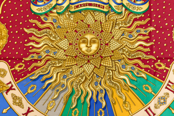 Hermes Silk Scarf Carre 90 "CARPE DIEM" Yellow Silk Scarf - Image 4