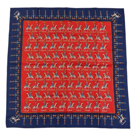 Hermes Silk Scarf Carre 90 "LES ARTIFICIERS" Blue Silk Scarf