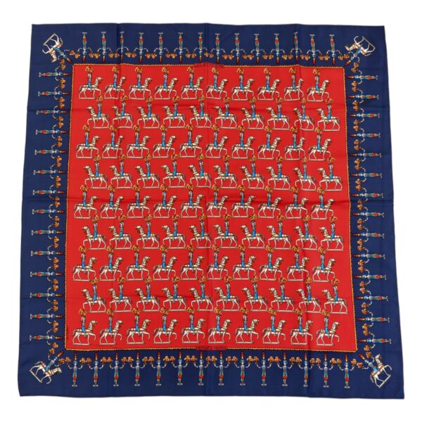 Hermes Silk Scarf Carre 90 "LES ARTIFICIERS" Blue Silk Scarf