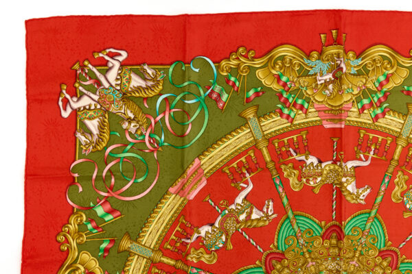 Hermes Silk Scarf Carre 90 "LUNA PARK" Red Silk Scarf - Image 2