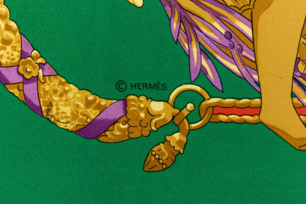 Hermes Silk Scarf Carre 90 "HOMMAGE A CHARLES GARNIER" Green Silk Scarf - Image 7