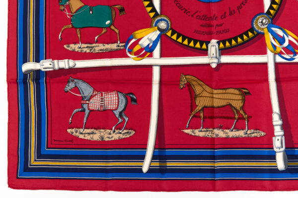 Hermes Silk Scarf Carre 90 "Couvertures et Tenues de Jour" Blue Silk Scarf - Image 5