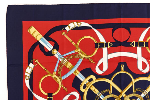 Hermes Silk Scarf Carre 90 "Eperon d’Or" Blue Silk Scarf - Image 2