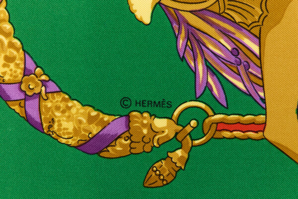 Hermes Silk Scarf Carre 90 "HOMMAGE A CHARLES GARNIER" Green Silk Scarf - Image 7