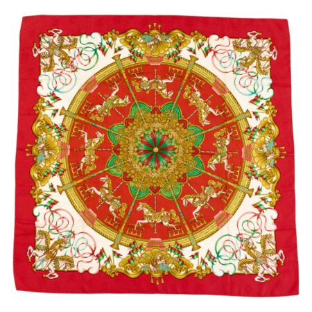 Hermes Silk Scarf Carre 90 "LUNA PARK" Red Silk Scarf