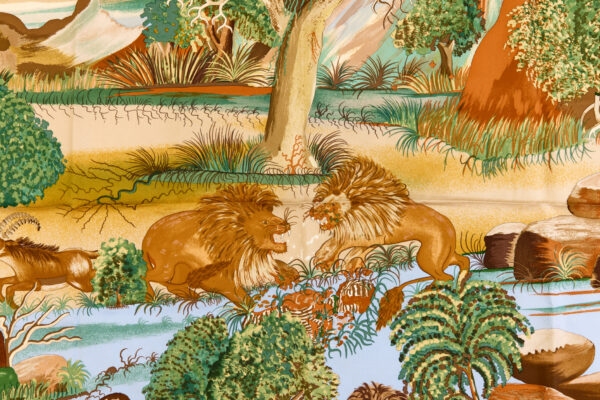 Hermes Silk Scarf Carre 90 "Nuba Mountain" Red Silk Scarf - Image 4