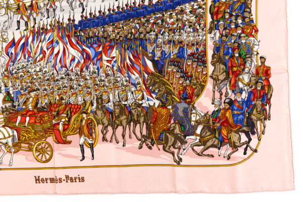 Rare! Hermes Silk Scarf Carre 90 "GRAND CORTEGE A MOSCOU" Pink Silk Scarf - Image 6