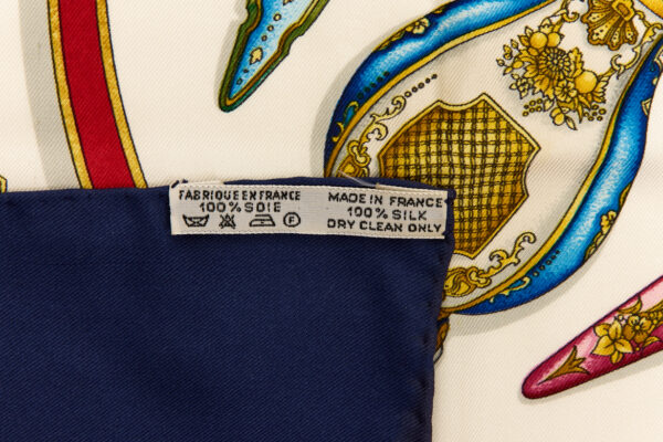 Hermes Silk Scarf Carre 90 "Qu'Importe Le Flacon" Blue Silk Scarf - Image 8