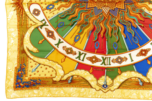Hermes Silk Scarf Carre 90 "CARPE DIEM" Yellow Silk Scarf - Image 5