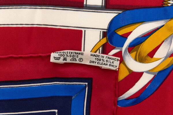Hermes Silk Scarf Carre 90 "Couvertures et Tenues de Jour" Red Silk Scarf - Image 8