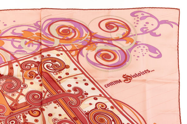 Hermes Silk Scarf Carre 90 "Comme Histoires" Pink Silk Scarf - Image 3