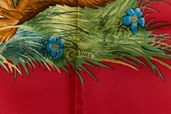 Hermes Silk Scarf Carre 90 "Les Quatre Saisons" Red Silk Scarf - Image 7