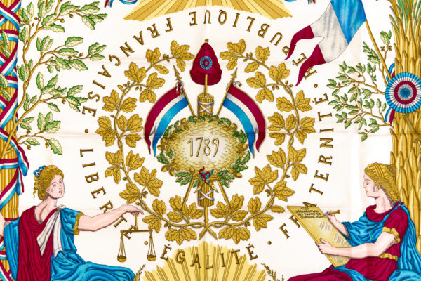 Hermes Silk Scarf Carre 90 "LIBERTE EGALITE FRATERNITE REPUBLIQUE FRANCAISE" Pink Silk Scarf - Image 4