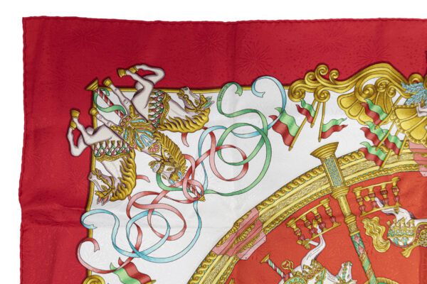 Hermes Scarf 90 "Luna Park" Red 100% Silk Scarf 35" - Image 2