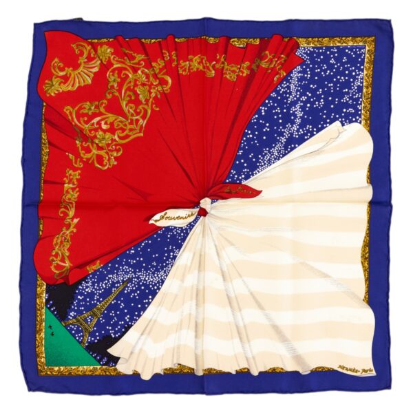 Hermes Silk Scarf Carre 45 "Souvenirs de Paris" Blue Silk Scarf
