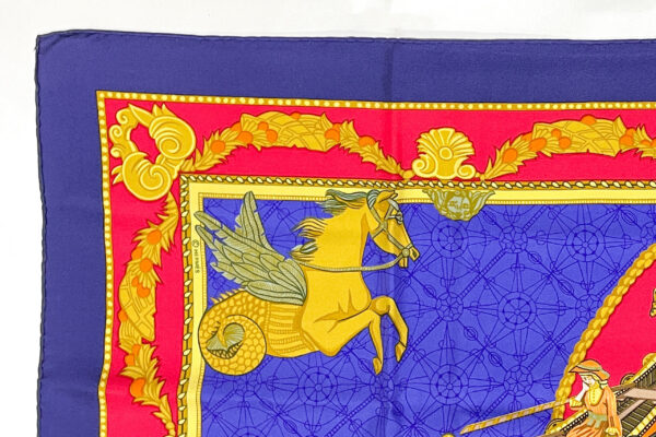 Hermes Scarf 90 "Les Bisson de Venise" Blue , Navy, 100% Silk Scarf 35" - Image 2