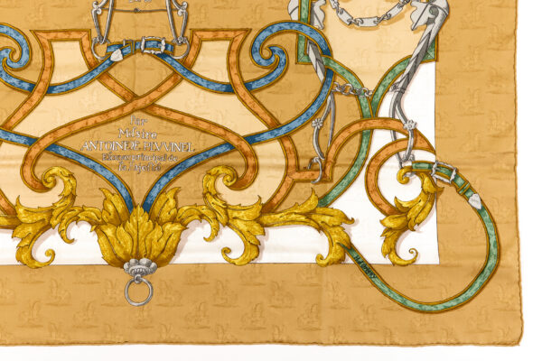 Hermes Silk Scarf Carre 90 "L'INSTRUCTION DU ROY" Yellow Silk Scarf - Image 6