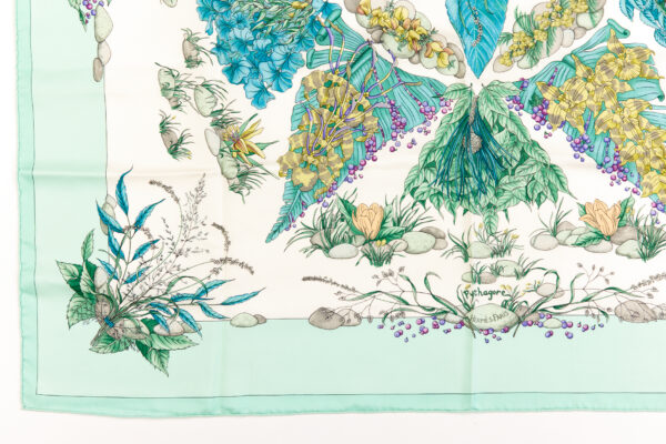 Hermes Silk Scarf Carre 90 "Pythagore" Blue Green Silk Scarf - Image 5
