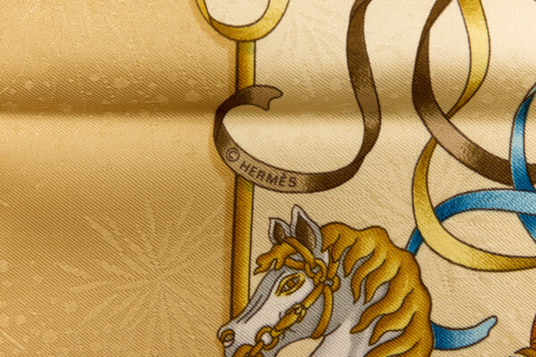 Hermes Silk Scarf Carre 90 "LUNA PARK" Beige Silk Scarf - Image 7