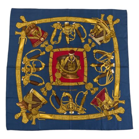 Hermes Silk Scarf Carre 90 "GRAND UNIFORME" Blue Silk Scarf