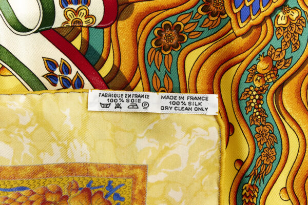 Mint! Hermes Carre 90 Scarf "CARPE DIEM" Yellow Silk Scarf - Image 8