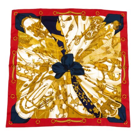 Hermes Silk Scarf Carre 90 "Soleil de Soie" Red Silk Scarf