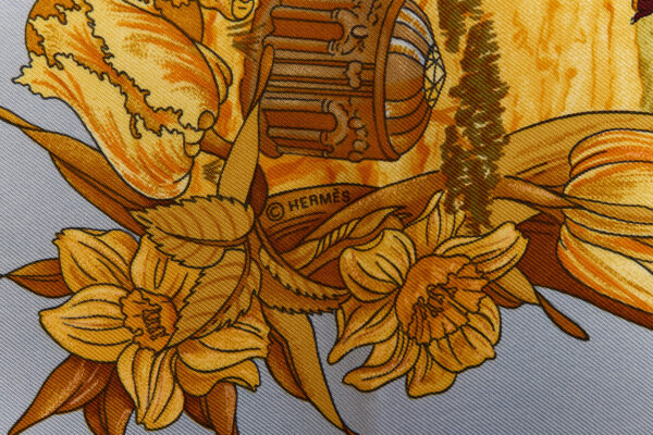 Hermes Silk Scarf Carre 90 "AU PAYS DE COCAGNE" Blue Silk Scarf - Image 7