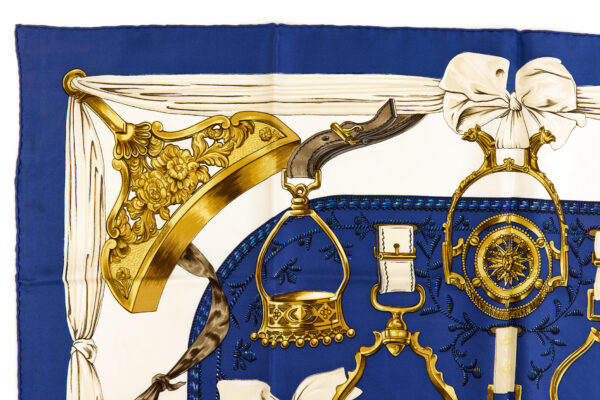 Hermes Silk Scarf Carre 90 "ETRIERS" Blue Silk Scarf - Image 2
