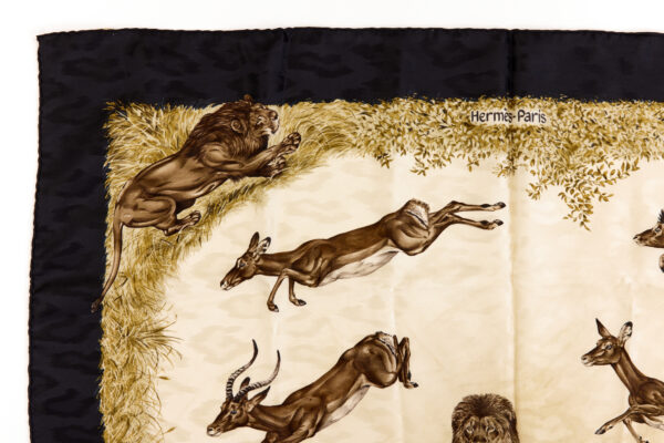 Hermes Silk Scarf Carre 90 "Kenya" Black Silk Scarf - Image 2