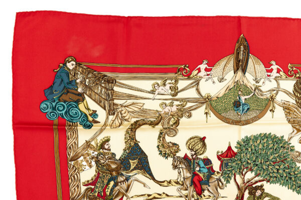 Hermes Silk Scarf Carre 90 "Au FIL de la SOIE" Red Silk Scarf - Image 2