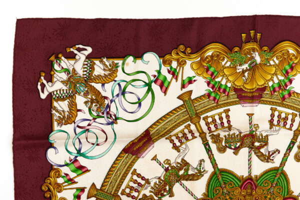 Hermes Silk Scarf Carre 90 "LUNA PARK" Red Silk Scarf - Image 2