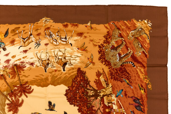 Hermes Silk Scarf Carre 90 "Africa" Orange Silk Scarf - Image 3
