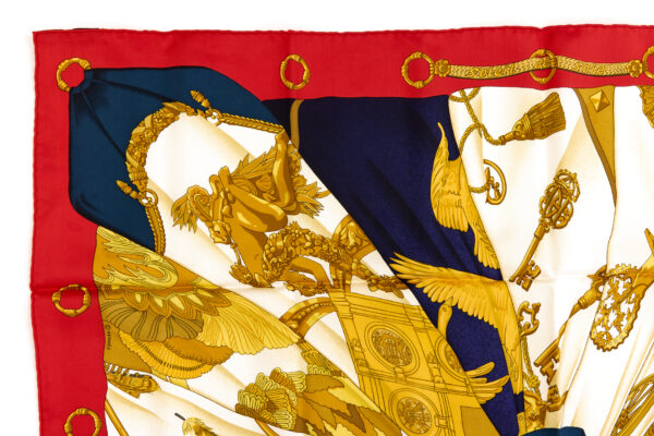 Hermes Silk Scarf Carre 90 "Soleil de Soie" Red Silk Scarf - Image 2