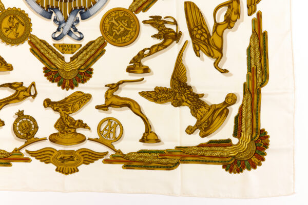 Hermes Silk Scarf Carre 90 "LES PARURES DU VENT" White Silk Scarf - Image 6