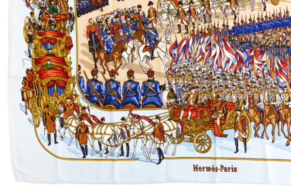 Hermes Silk Scarf Carre 90 "GRAND CORTEGE A MOSCOU" Blue Silk Scarf - Image 5